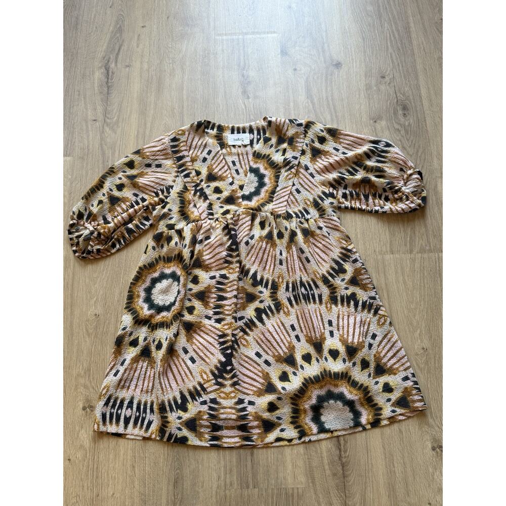 Ba&sh Cleo Mini Dress in Neutral Print Women’s Size Small Beige